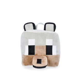 Minecraft Wolf Plush Backpack 12.5” Grey Soft Stuffed bag Kids Dennis